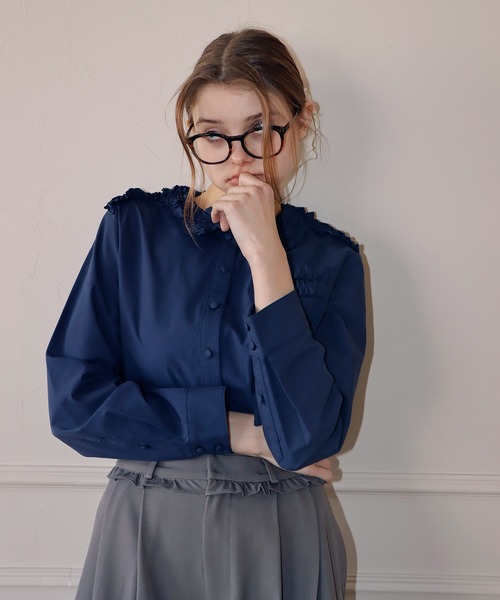 mieya mieya（ミーヤミーヤ）の「【mieya mieya】PETAL DETAIL BL/ペタルディテールブラウス（シャツ/ブラウス・レディース・ブルー/サックスブルー・FREE）」の11枚目の写真