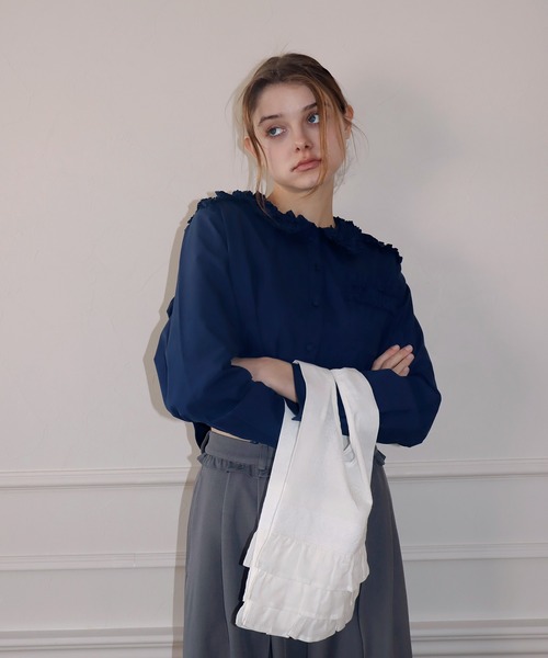 mieya mieya（ミーヤミーヤ）の「【mieya mieya】PETAL DETAIL BL/ペタルディテールブラウス（シャツ/ブラウス・レディース・ブルー/サックスブルー・FREE）」の12枚目の写真
