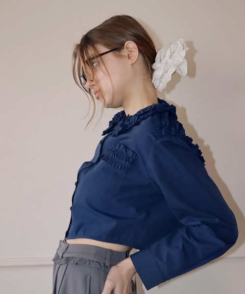 mieya mieya（ミーヤミーヤ）の「【mieya mieya】PETAL DETAIL BL/ペタルディテールブラウス（シャツ/ブラウス・レディース・ブルー/サックスブルー・FREE）」の14枚目の写真
