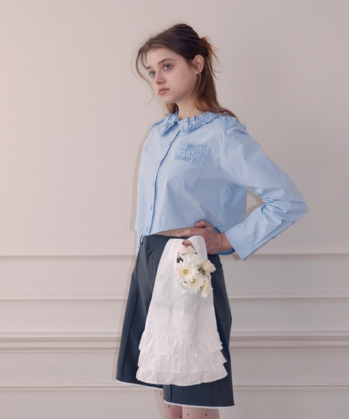mieya mieya（ミーヤミーヤ）の「【mieya mieya】PETAL DETAIL BL/ペタルディテールブラウス（シャツ/ブラウス・レディース・ブルー/サックスブルー・FREE）」の21枚目の写真