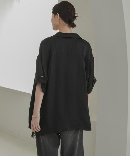 URBAN RESEARCH(アーバンリサーチ)の「ハーフスリーブキュプラシャツ(シャツ/ブラウス・レディース・ブラック/オフホワイト・FREE)」の16枚目の写真