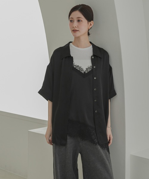 URBAN RESEARCH(アーバンリサーチ)の「ハーフスリーブキュプラシャツ(シャツ/ブラウス・レディース・ブラック/オフホワイト・FREE)」の18枚目の写真