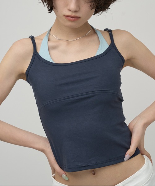 OFROOM（オフルーム）の「Bicolor Crop Cami｜バイカラークロップキャミ（キャミソール・レディース・ネイビー/ホワイト/ブラック/ブラウン・FREE）」の18枚目の写真