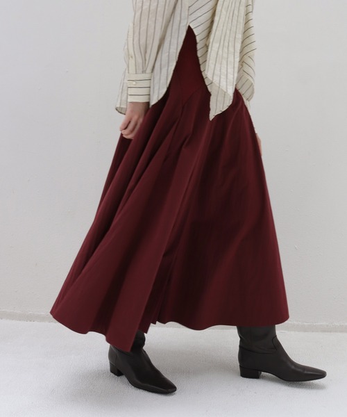 DRESSLAVE(ドレスレイブ)の「fit & flare waist rib skirt(フィット&フレア ウエストリブスカート)(スカート・レディース・チャコールグレー/バーガンディー・38/36)」の1枚目の写真