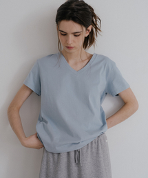 Soft basic v-neck T-shirt [KNSS10TS09]_Sky blue