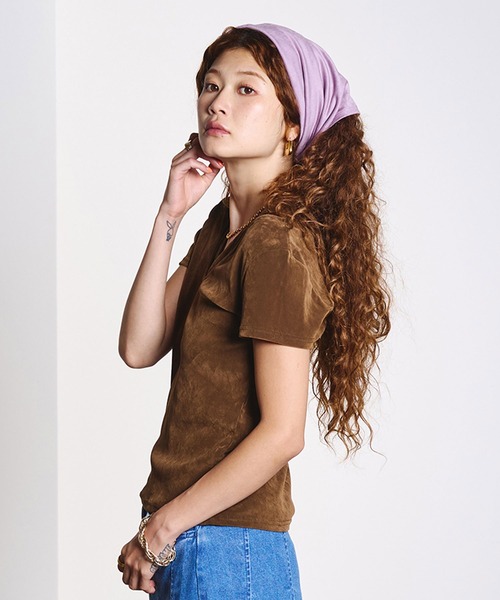 ROSE BUD(ローズバッド)の「FLOCKED TULLE LAYERED TOP(Tシャツ/カットソー・レディース・ブラウン/ライトグリーン・ONE SIZE)」の4枚目の写真