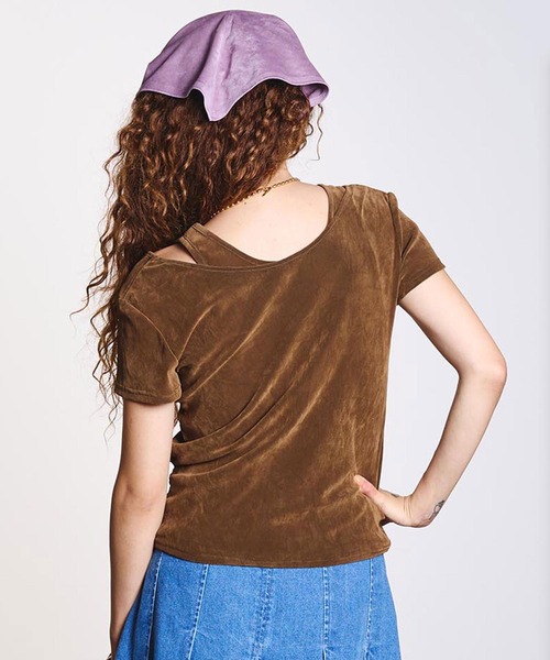 ROSE BUD(ローズバッド)の「FLOCKED TULLE LAYERED TOP(Tシャツ/カットソー・レディース・ブラウン/ライトグリーン・ONE SIZE)」の5枚目の写真