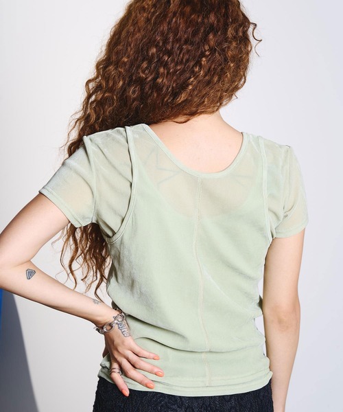 ROSE BUD(ローズバッド)の「FLOCKED TULLE LAYERED TOP(Tシャツ/カットソー・レディース・ブラウン/ライトグリーン・ONE SIZE)」の21枚目の写真