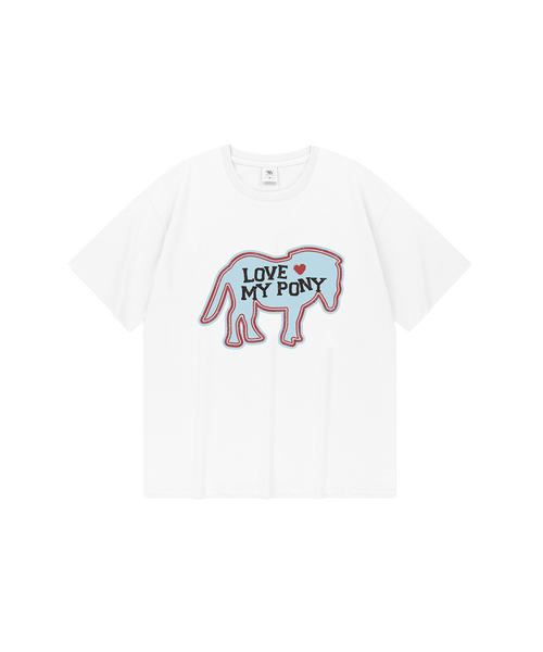 MILLION DAY(ミリオンデイ)の「LOVE PONY クールコットン半袖Tシャツ(Tシャツ/カットソー・レディース・ホワイト/ブラック・SMALL/MEDIUM/LARGE/X-LARGE)」の1枚目の写真