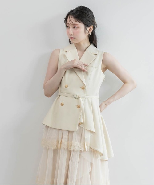 RANDA(ランダ)の「【4サイズ展開】ティアードスカートレイヤードライクワンピース(ワンピース・レディース・グレー/ブラウン/クリーム・00/2/0/1)」の4枚目の写真