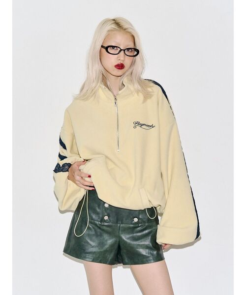 jouetie(ジュエティ)の「ハーフZIPルーズフリースプルオーバー(Tシャツ/カットソー・レディース・イエロー/ネイビー/グレー・FREE)」の3枚目の写真
