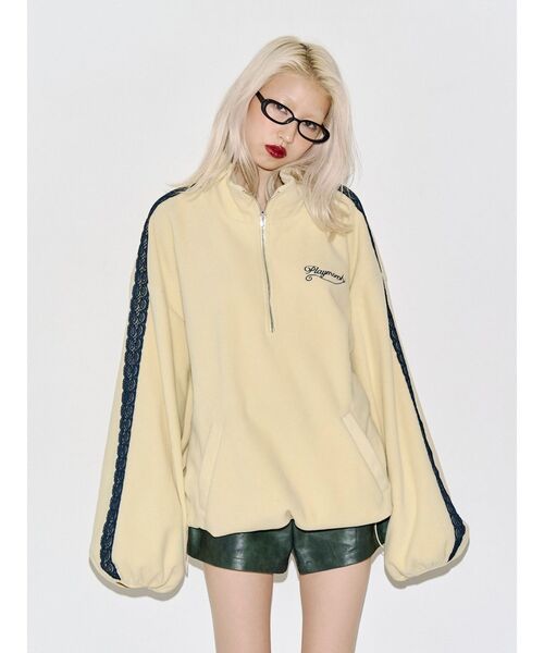 jouetie(ジュエティ)の「ハーフZIPルーズフリースプルオーバー(Tシャツ/カットソー・レディース・イエロー/ネイビー/グレー・FREE)」の8枚目の写真