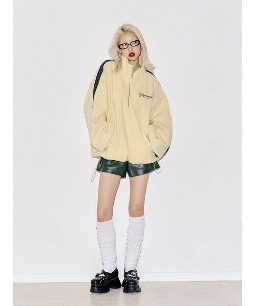 jouetie(ジュエティ)の「ハーフZIPルーズフリースプルオーバー(Tシャツ/カットソー・レディース・イエロー/ネイビー/グレー・FREE)」の10枚目の写真