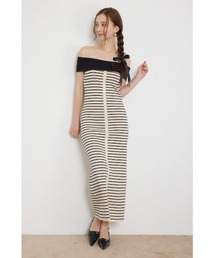 オフショルフロントボタンワンピース 夏服 秋服