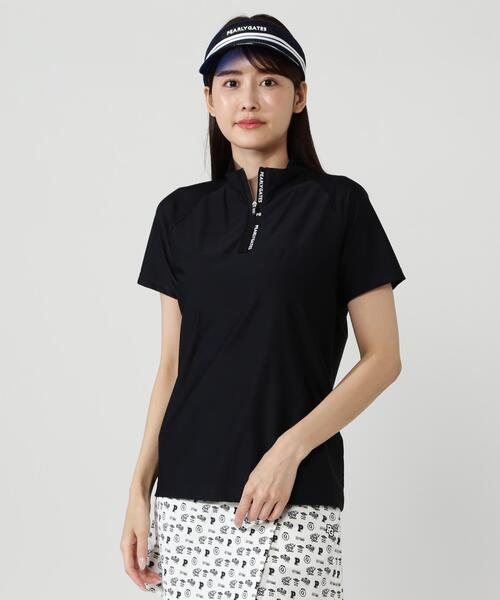 PEARLY GATES(パーリーゲイツ)の「【PEARLY GATES】Nyグリッド2WAYトリコット半袖ハーフジップアップカットソー(Tシャツ/カットソー・レディース・パープル/ネイビー/ホワイト・LARGE/SMALL/MEDIUM)」の3枚目の写真