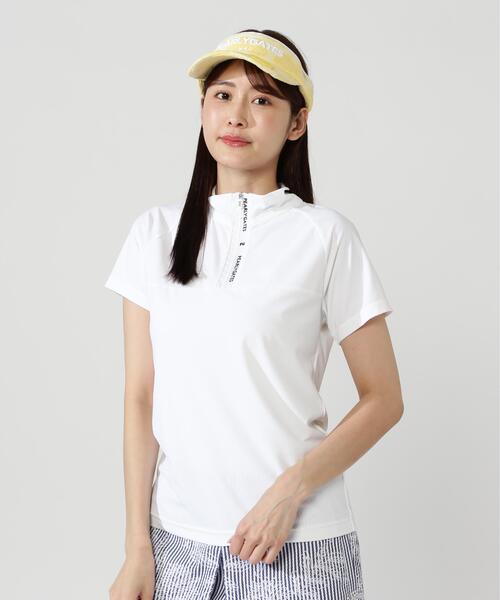 PEARLY GATES(パーリーゲイツ)の「【PEARLY GATES】Nyグリッド2WAYトリコット半袖ハーフジップアップカットソー(Tシャツ/カットソー・レディース・パープル/ネイビー/ホワイト・LARGE/SMALL/MEDIUM)」の4枚目の写真
