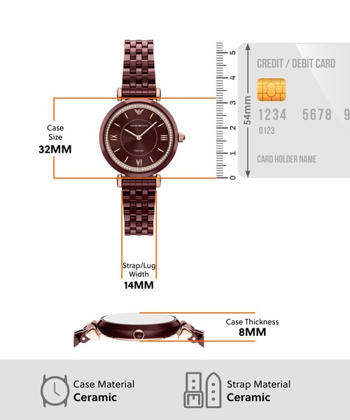 EMPORIO ARMANI（エンポリオアルマーニ）の「エンポリオ・アルマーニ 腕時計 レディース アナログ セラミック AR70020（アナログ腕時計・レディース・バーガンディー・FREE）」の6枚目の写真