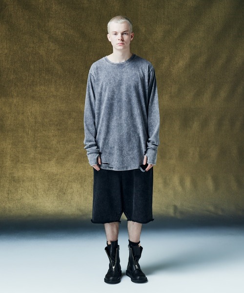 glamb(グラム)の「Damage Cutsew / ダメージカットソー(Tシャツ/カットソー・メンズ・ブラック/グレー/ホワイト・S/M/L)」の8枚目の写真