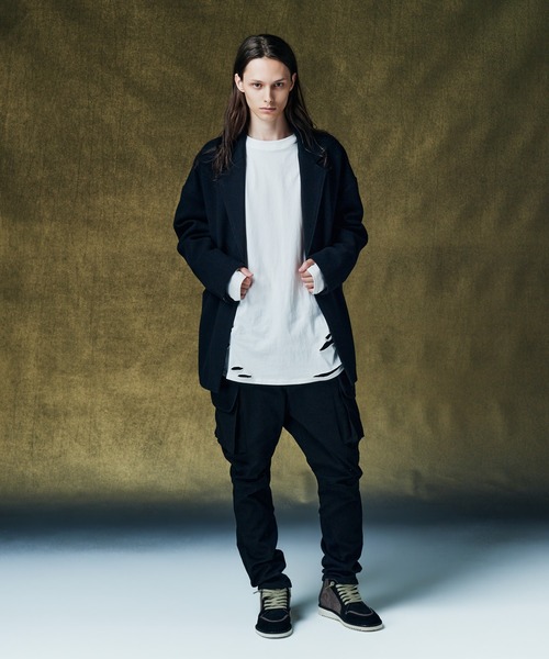glamb(グラム)の「Damage Cutsew / ダメージカットソー(Tシャツ/カットソー・メンズ・ブラック/グレー/ホワイト・S/M/L)」の17枚目の写真