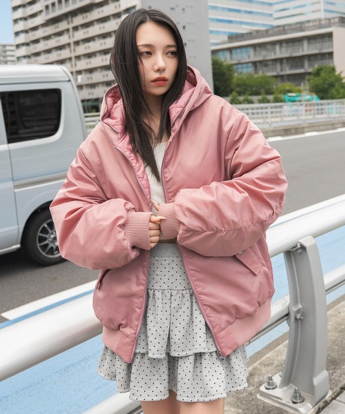 WEGO(ウィゴー)の「WEGO/【26年秋冬新作】フェイクファーフードパファーブルゾン(ダウンジャケット/コート・レディース・ブラック/カーキ/ピンク・FREE)」の21枚目の写真