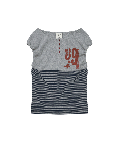 LMR(エルエムアール)の「ヘンリーネックストライプパフスリーブレスGREY(Tシャツ/カットソー・レディース・チャコールグレー・SMALL/MEDIUM)」の7枚目の写真