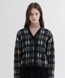 Jacquard Recycled Knit Cardigan (black)