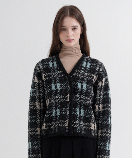 VLETI(ブレッティ)の「Jacquard Recycled Knit Cardigan (black)(カーディガン/ボレロ・レディース・ブラック・FREE)」の1枚目の写真