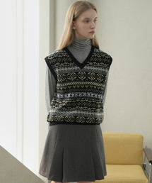 Ramswool Jacquard Knit Vest (black)