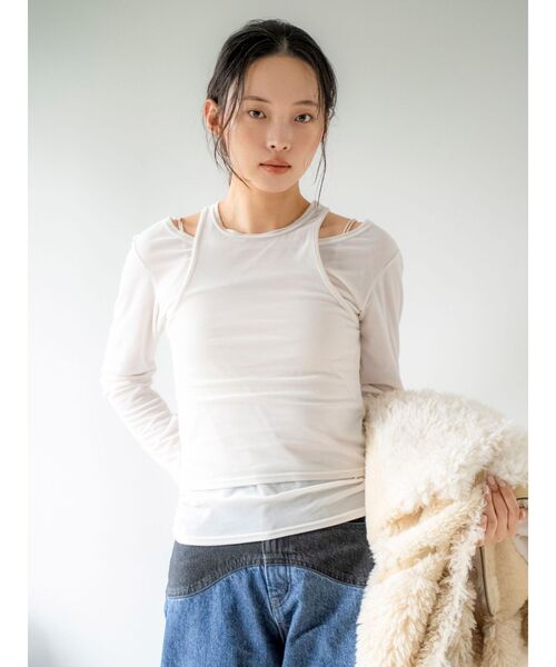 Ungrid(アングリッド)の「ベロアレイヤードロングスリーブTee(Tシャツ/カットソー・レディース・ピンク/オフホワイト/ブラウン・FREE)」の21枚目の写真