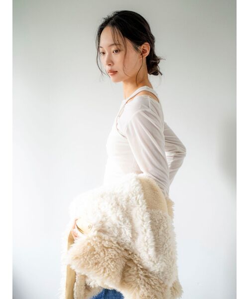 Ungrid(アングリッド)の「ベロアレイヤードロングスリーブTee(Tシャツ/カットソー・レディース・ピンク/オフホワイト/ブラウン・FREE)」の22枚目の写真
