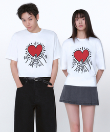 [キスヘリングコレクション] ハートTシャツ [ホワイト]