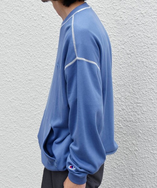 Champion（チャンピオン）の「【SHIPS any別注】Champion: ワンポイント ロゴ 刺繍 ステッチ リラックス スウェット◇（スウェット・メンズ・ブラック/ブルー/ナチュラル/グレー/レッド・SMALL/MEDIUM/LARGE/X-LARGE）」の22枚目の写真