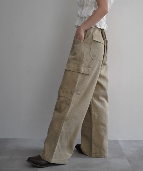Rashik(ラシク)の「【Rashik】コットンカーゴイージーパンツ(カーゴパンツ・レディース・ベージュ/ブラック/カーキ・S/M)」の4枚目の写真