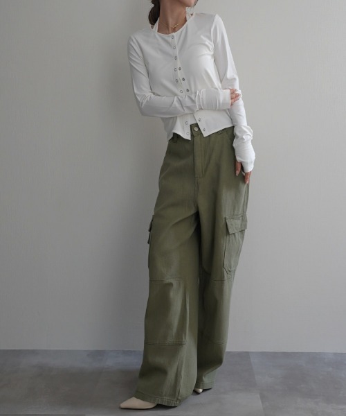 Rashik(ラシク)の「【Rashik】コットンカーゴイージーパンツ(カーゴパンツ・レディース・ベージュ/ブラック/カーキ・S/M)」の14枚目の写真