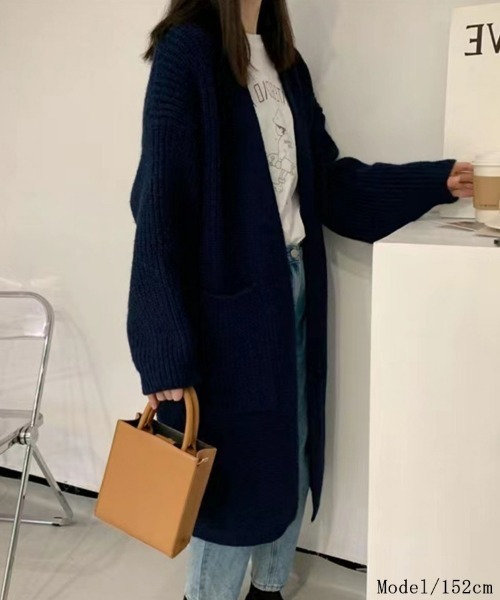 SEU(エスイーユー)の「【小柄さんにおすすめ】ローゲージ畦編みロングニットカーディガン 長袖 体型カバー ゆったり 【オフィスカジュアル】【きれいめカジュアル】 レディース韓国風 春服 秋服 冬服(カーディガン/ボレロ・レディース・ブラック/チャコール/ベージュ/アイボリー・フリー)」の15枚目の写真