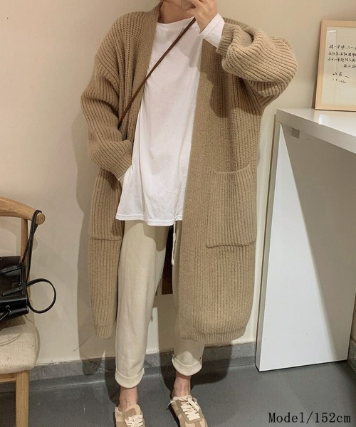 SEU(エスイーユー)の「【小柄さんにおすすめ】ローゲージ畦編みロングニットカーディガン 長袖 体型カバー ゆったり 【オフィスカジュアル】【きれいめカジュアル】 レディース韓国風 春服 秋服 冬服(カーディガン/ボレロ・レディース・ブラック/チャコール/ベージュ/アイボリー・フリー)」の8枚目の写真