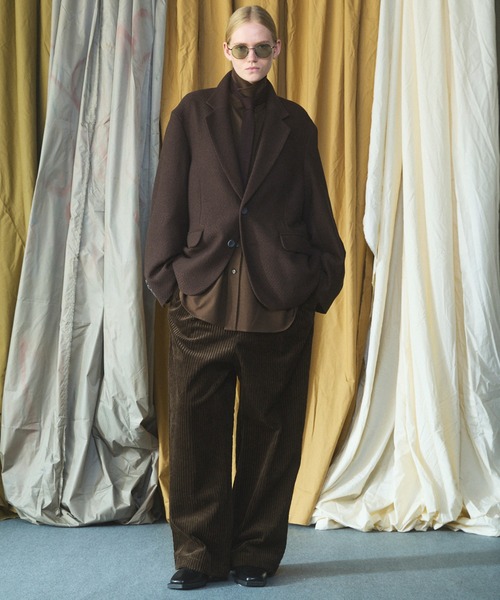 MAISON SPECIAL(メゾンスペシャル)の「《UNISEX》ブッチャーファブリックプライムオーバーサイドジップシングルジャケット/Butcher Fabric Prime-Over Side-zip Single Jacket【MAISON SPECIAL/メゾンスペシャル】■セットアップ対応■(テーラードジャケット・メンズ・ブラック/ブラウン/パープル・2/1/0)」の9枚目の写真