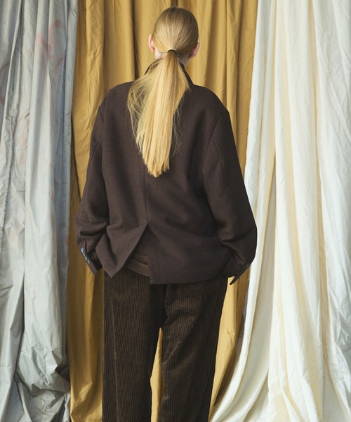 MAISON SPECIAL(メゾンスペシャル)の「《UNISEX》ブッチャーファブリックプライムオーバーサイドジップシングルジャケット/Butcher Fabric Prime-Over Side-zip Single Jacket【MAISON SPECIAL/メゾンスペシャル】■セットアップ対応■(テーラードジャケット・メンズ・ブラック/ブラウン/パープル・2/1/0)」の14枚目の写真