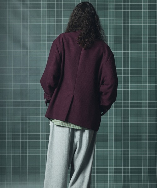 MAISON SPECIAL(メゾンスペシャル)の「《UNISEX》ブッチャーファブリックプライムオーバーサイドジップシングルジャケット/Butcher Fabric Prime-Over Side-zip Single Jacket【MAISON SPECIAL/メゾンスペシャル】■セットアップ対応■(テーラードジャケット・メンズ・ブラック/ブラウン/パープル・2/1/0)」の17枚目の写真