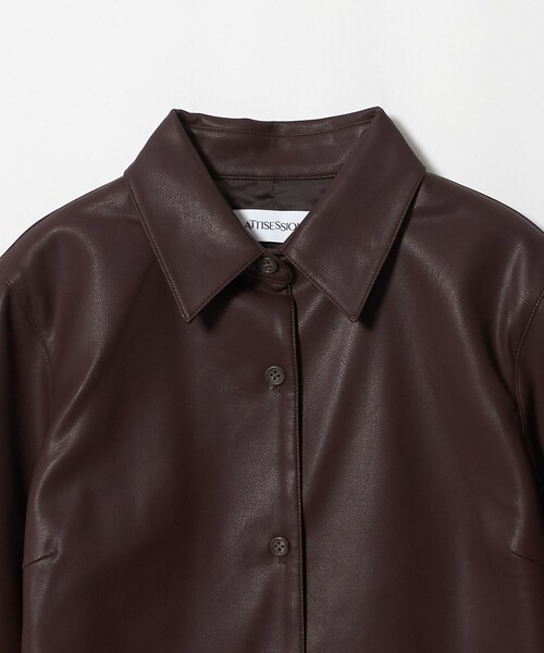 ATTISESSION（アティセッション）の「＜ATTISESSION＞レザーライク カーブ カフス シャツ（シャツ/ブラウス・レディース・ダークブラウン/ブラック・FREE）」の21枚目の写真