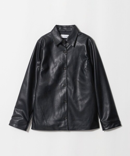 ATTISESSION（アティセッション）の「＜ATTISESSION＞レザーライク カーブ カフス シャツ（シャツ/ブラウス・レディース・ダークブラウン/ブラック・FREE）」の4枚目の写真
