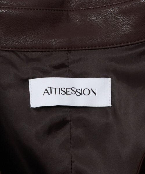 ATTISESSION（アティセッション）の「＜ATTISESSION＞レザーライク カーブ カフス シャツ（シャツ/ブラウス・レディース・ダークブラウン/ブラック・FREE）」の8枚目の写真