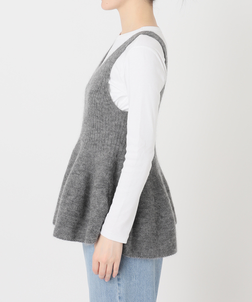 IENA(イエナ)の「モヘヤミックスペプラムタンク(ニット/セーター・レディース・チャコールグレー/サックスブルー・FREE)」の6枚目の写真