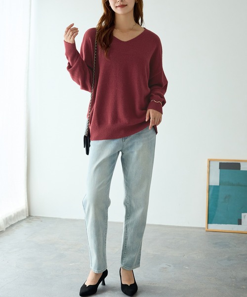 alotta(アロッタ)の「ゆるっとふんわりドルマンニット(ニット/セーター・レディース・モカ/レッド/グリーン/ブラック・M/L/LL)」の20枚目の写真