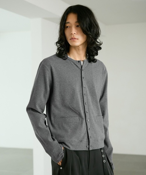 RAGEBLUE(レイジブルー)の「COMPACT CREW NECK CARDIGAN/コンパクトクルーネックカーディガン(カーディガン/ボレロ・メンズ・グレー/ブラック・MEDIUM/LARGE)」の1枚目の写真
