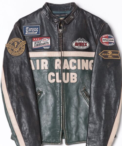 AVIREX(アヴィレックス)の「《A.A.R.C》WAPPEN LEATHER JACKET / ワッペン レザー ジャケット / AVIREX / アヴィレックス(ライダースジャケット・メンズ・ダークグリーン・XX-LARGE/X-LARGE/LARGE/MEDIUM)」の4枚目の写真