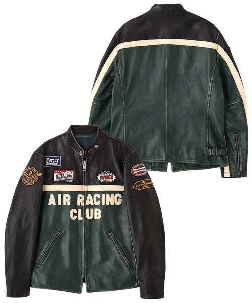 AVIREX(アヴィレックス)の「《A.A.R.C》WAPPEN LEATHER JACKET / ワッペン レザー ジャケット / AVIREX / アヴィレックス(ライダースジャケット・メンズ・ダークグリーン・XX-LARGE/X-LARGE/LARGE/MEDIUM)」の1枚目の写真