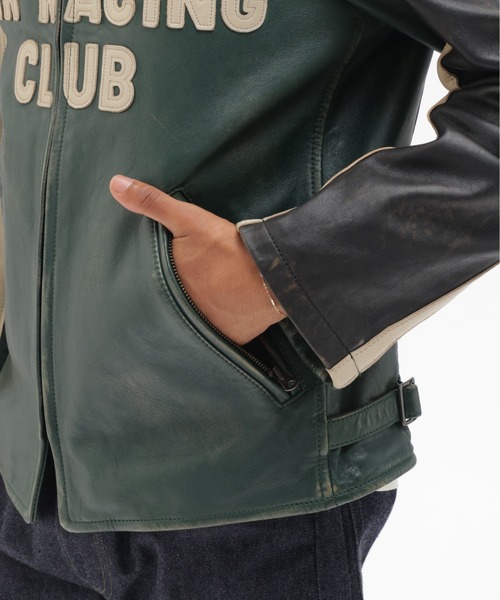 AVIREX(アヴィレックス)の「《A.A.R.C》WAPPEN LEATHER JACKET / ワッペン レザー ジャケット / AVIREX / アヴィレックス(ライダースジャケット・メンズ・ダークグリーン・XX-LARGE/X-LARGE/LARGE/MEDIUM)」の16枚目の写真