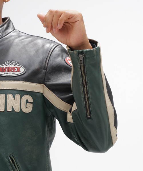 AVIREX(アヴィレックス)の「《A.A.R.C》WAPPEN LEATHER JACKET / ワッペン レザー ジャケット / AVIREX / アヴィレックス(ライダースジャケット・メンズ・ダークグリーン・XX-LARGE/X-LARGE/LARGE/MEDIUM)」の17枚目の写真