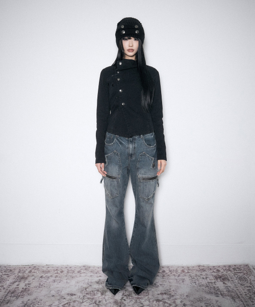 SCHISM INDUCING(スキズムインデューシング)の「ASYMMETRIC BUTTON COWL JACKET BLACK(その他アウター・レディース・その他・FREE)」の8枚目の写真